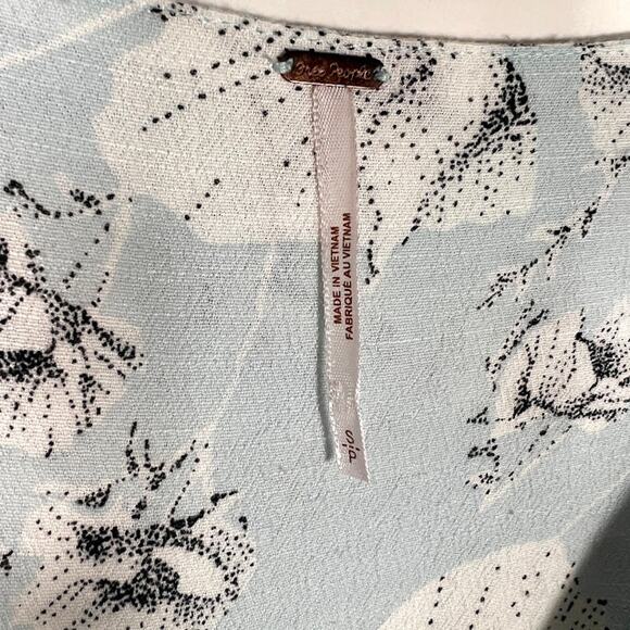 Free People French Quarter Mini Wrap Dress S Blue Floral Ruffles Tie Waist - Picture 6 of 8